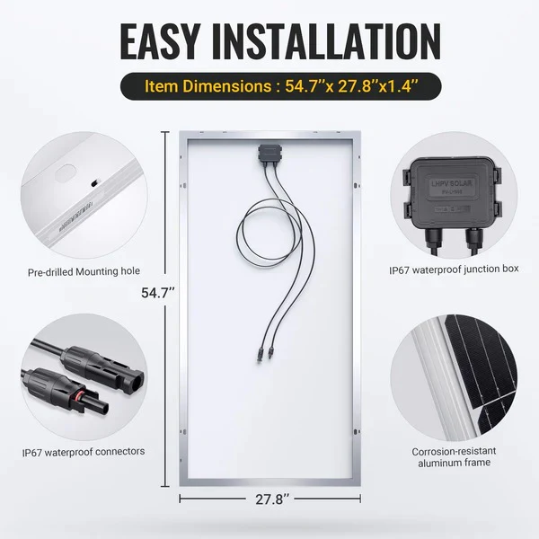 200W 12V 9BB Mono Solar Panel - Image 6