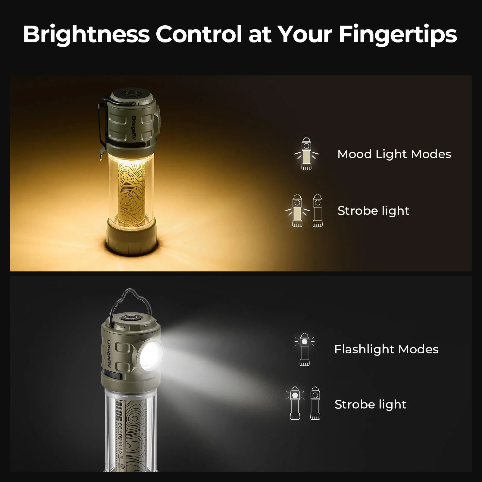 BougeRV AL06 Portable Camping Lantern Rechargeable Emergency Flashlight - Image 6