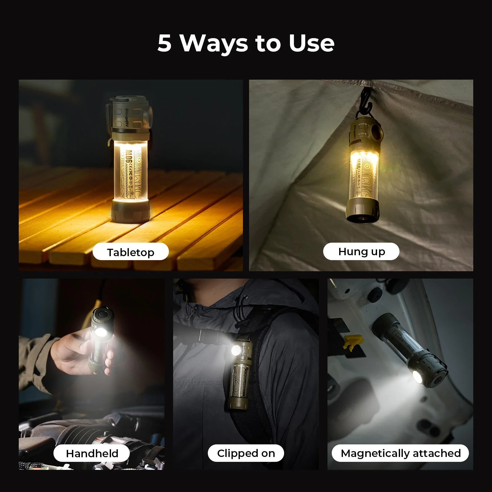 BougeRV AL06 Portable Camping Lantern Rechargeable Emergency Flashlight - Image 9