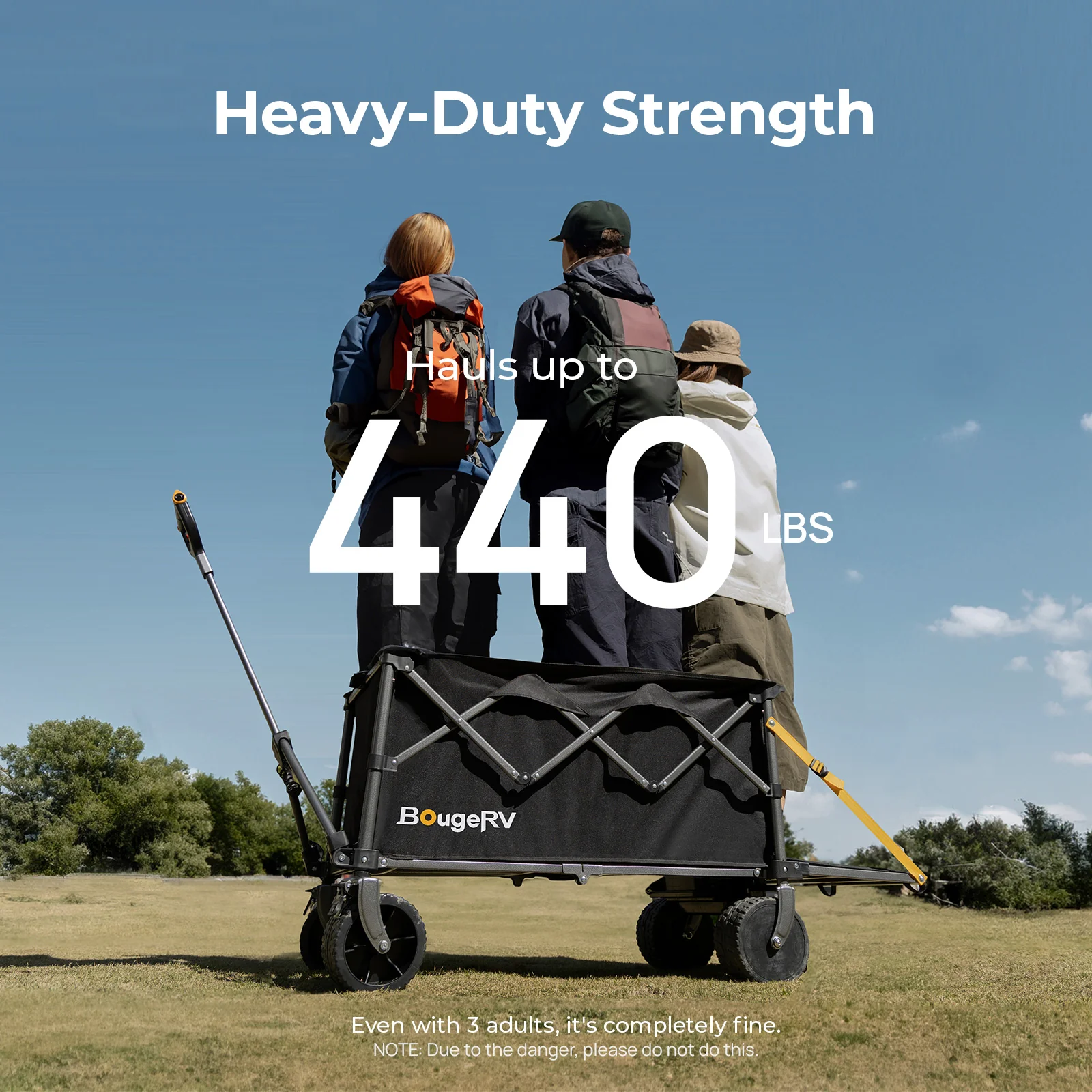 BougeRV Electric Foldable Utility Camping Wagon with Power Bank - Image 3