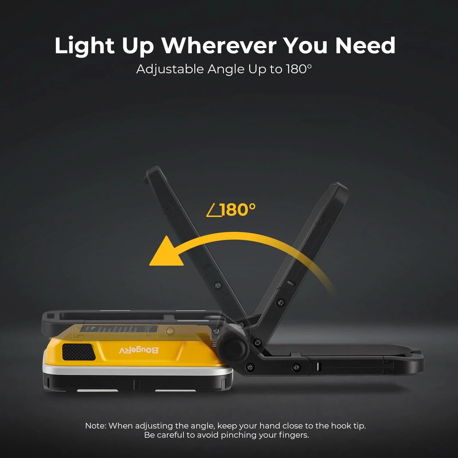 BougeRV WL01 Rechargeable Work Light 180° Rotate Job Site Lighting - Image 5